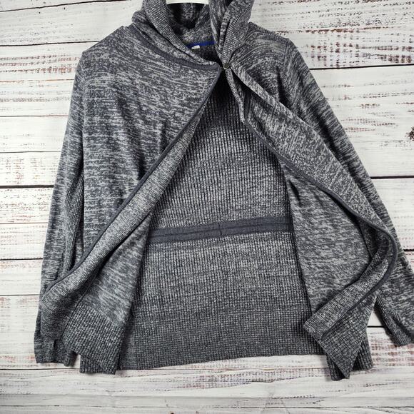 Lululemon Embrace Hoodie Knit Cardigan Slate Gray Ribbed Sweater Sz M/L Wrap - Picture 2 of 9